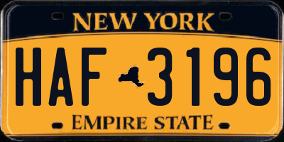 NY license plate HAF3196