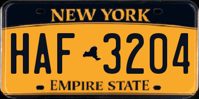 NY license plate HAF3204