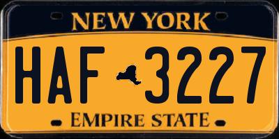 NY license plate HAF3227