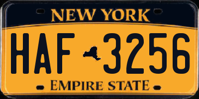 NY license plate HAF3256