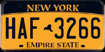 NY license plate HAF3266