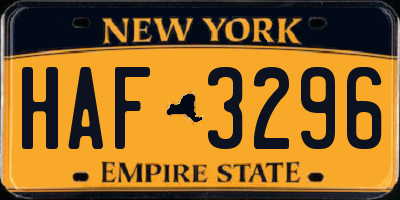 NY license plate HAF3296
