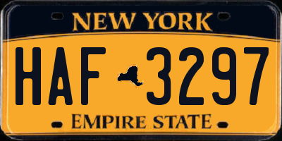 NY license plate HAF3297
