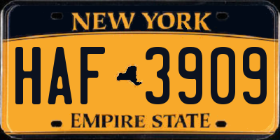 NY license plate HAF3909