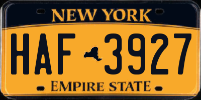 NY license plate HAF3927