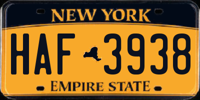 NY license plate HAF3938