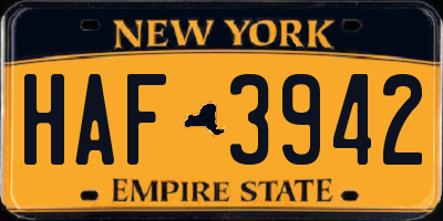 NY license plate HAF3942