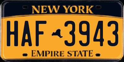 NY license plate HAF3943