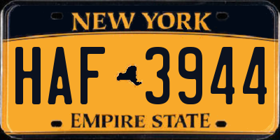 NY license plate HAF3944
