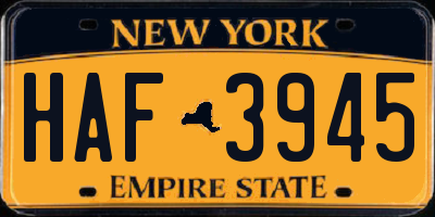 NY license plate HAF3945