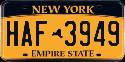 NY license plate HAF3949