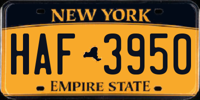 NY license plate HAF3950
