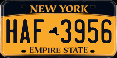 NY license plate HAF3956