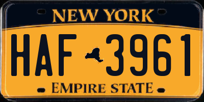 NY license plate HAF3961