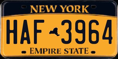 NY license plate HAF3964