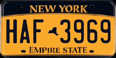 NY license plate HAF3969