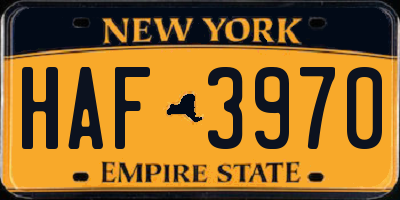 NY license plate HAF3970