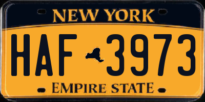 NY license plate HAF3973