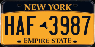 NY license plate HAF3987