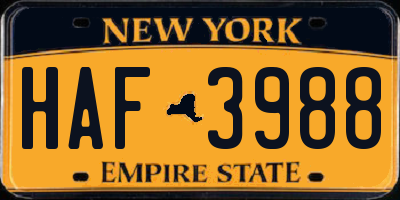 NY license plate HAF3988