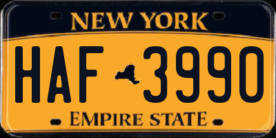 NY license plate HAF3990