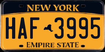 NY license plate HAF3995