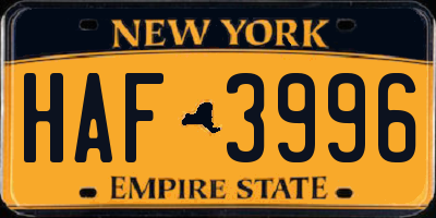 NY license plate HAF3996