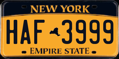 NY license plate HAF3999