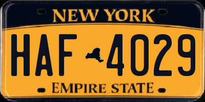NY license plate HAF4029