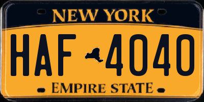 NY license plate HAF4040