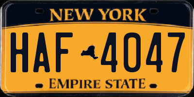 NY license plate HAF4047