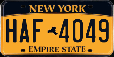 NY license plate HAF4049