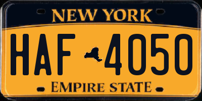 NY license plate HAF4050
