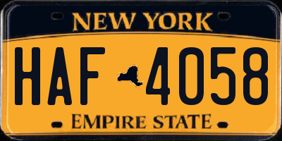 NY license plate HAF4058