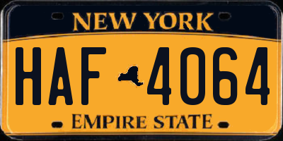 NY license plate HAF4064