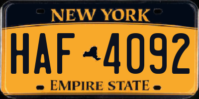 NY license plate HAF4092
