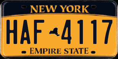 NY license plate HAF4117