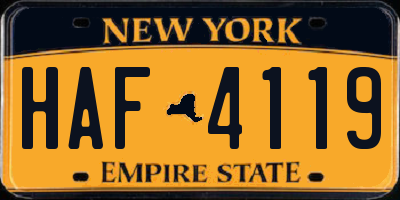 NY license plate HAF4119