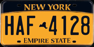 NY license plate HAF4128
