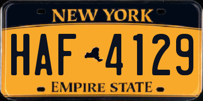 NY license plate HAF4129