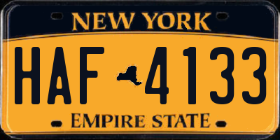 NY license plate HAF4133