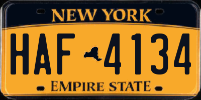 NY license plate HAF4134