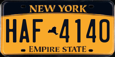NY license plate HAF4140