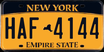 NY license plate HAF4144