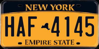 NY license plate HAF4145
