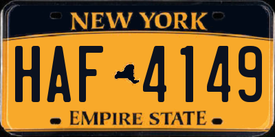 NY license plate HAF4149