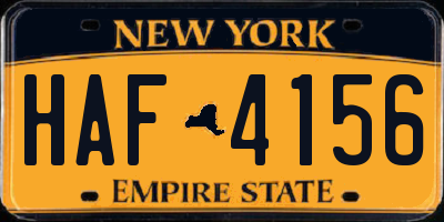 NY license plate HAF4156