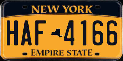 NY license plate HAF4166