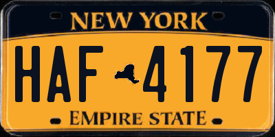 NY license plate HAF4177