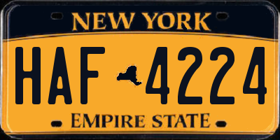 NY license plate HAF4224